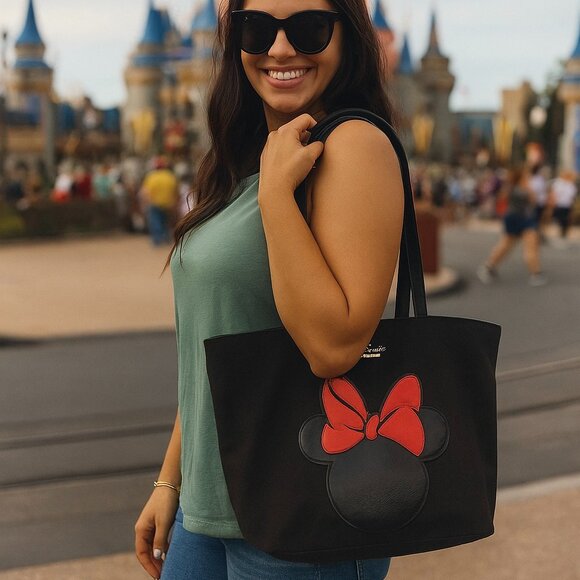 Kate Spade X Disney Minnie Mouse Black Canvas Tote Preowned Condition - Picture 1 of 8